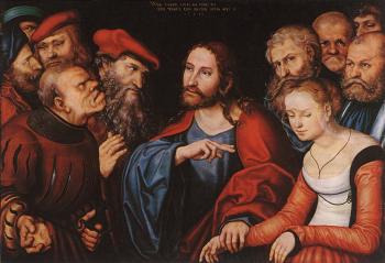 Lucas Il Vecchio Cranach : Christ and the Adulteress